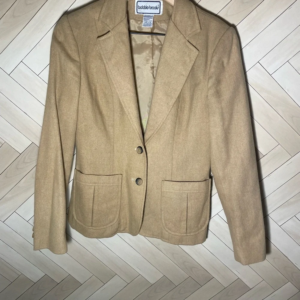 Vintage Bobbie Brooks‎ blazer size 7/8 wool blend khaki color